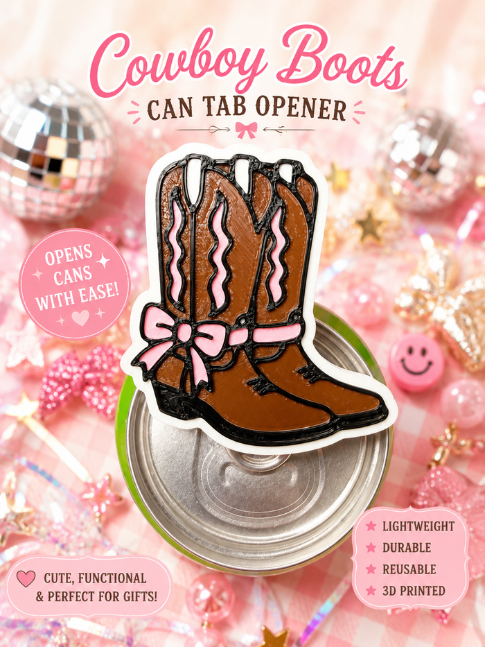 Cowboy boots with bow can opener