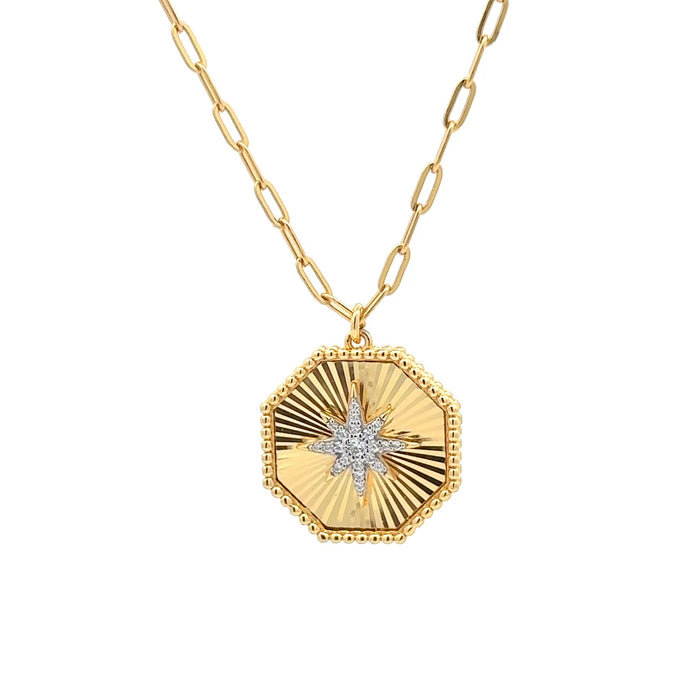 Cubic Zirconia Starburst Hexagon Necklace