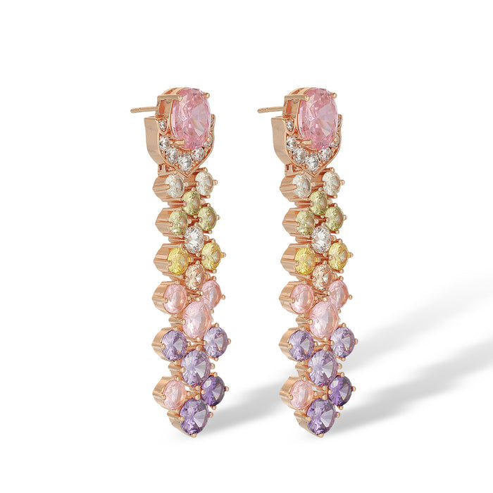 Dahlia Oval Round Drop Earrings