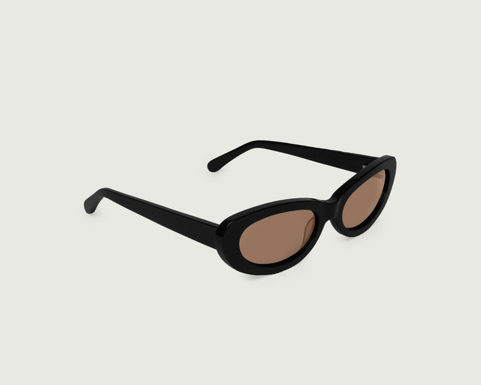 Ink Polarized::Dakota Sunglasses cateye black recycled polyester front diagonal