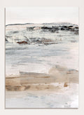 Shop August No. 02 by Dan Hobday, an abstract landscape art print with soft neutral tones, loose brushwork, distant landforms, and warm earthy texture.