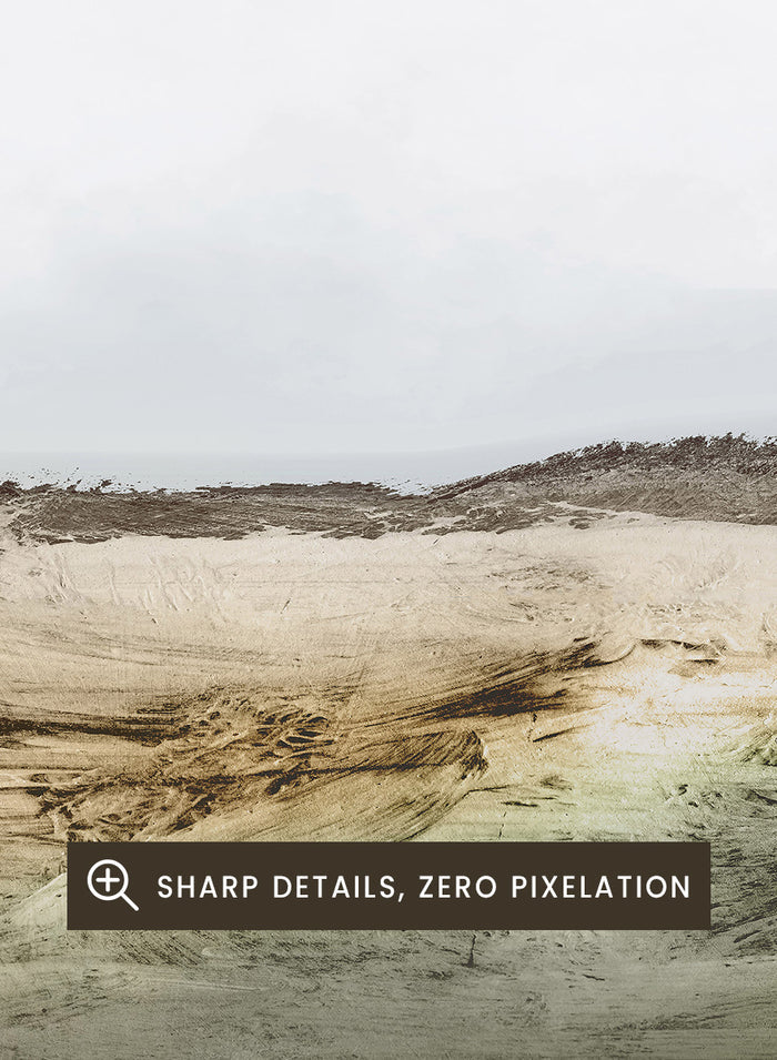Shop Cliffs by Dan Hobday, a contemporary coastal landscape art print featuring rugged cliffs, soft sky, earthy green tones, and layered textured brushwork.