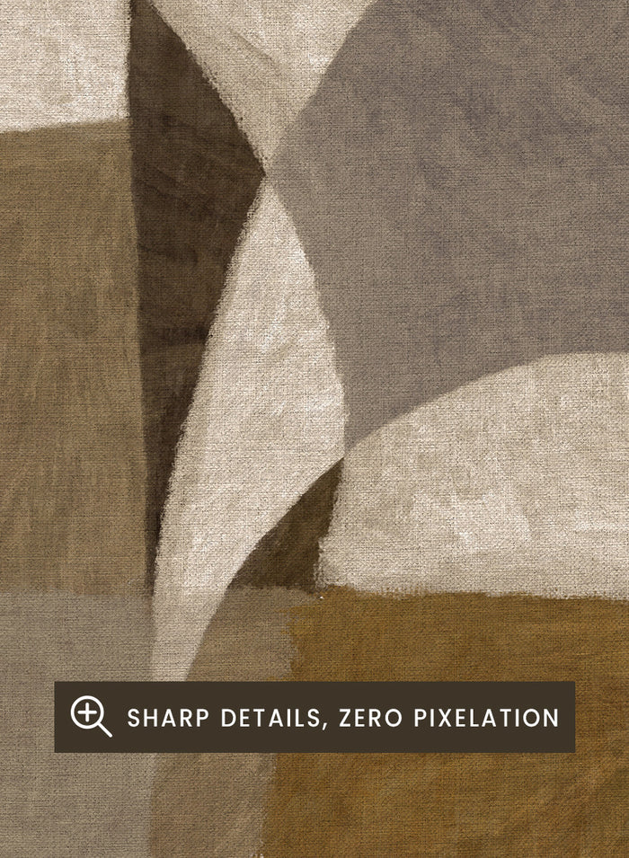 An abstract geometric area rug featuring overlapping organic shapes in shades of taupe, beige, brown, and charcoal gray. Shop Earthy Abstract Shapes by Dan Hobday, a neutral abstract art print featuring layered organic forms, warm earthy tones, and soft textured detail.