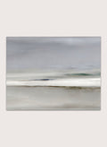 Shop Horizon by Dan Hobday, a soft abstract landscape art print featuring muted gray, green, and cream tones with layered horizontal brushwork.