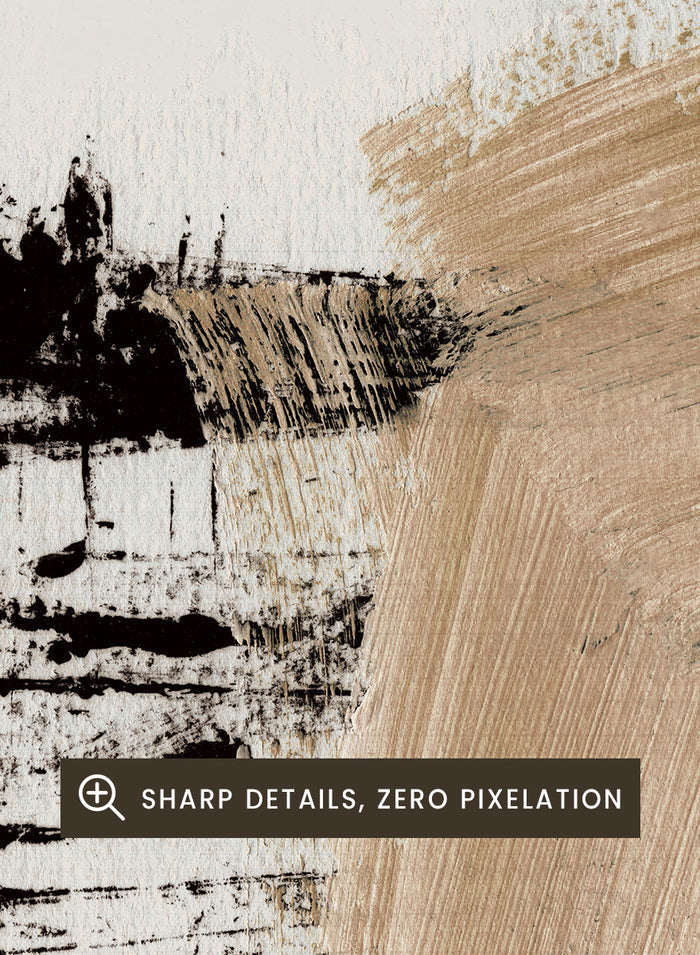 Shop Path by Dan Hobday, a contemporary abstract art print featuring bold black forms, warm beige brushwork, layered texture, and expressive neutral tones.
