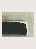 Shop Room by Dan Hobday, a contemporary abstract art print featuring charcoal black, sage green, cream, and muted olive with layered brush texture.