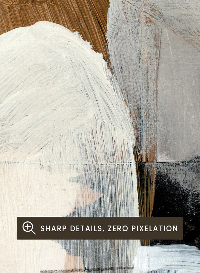 Shop Style Abstract by Dan Hobday, a contemporary abstract art print featuring layered geometric forms, warm neutral tones, black accents, and textured brushwork.