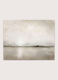 Shop Sunlight Bay by Dan Hobday, a soft coastal landscape art print featuring a pale horizon, warm neutral tones, subtle sunlight, and layered texture.