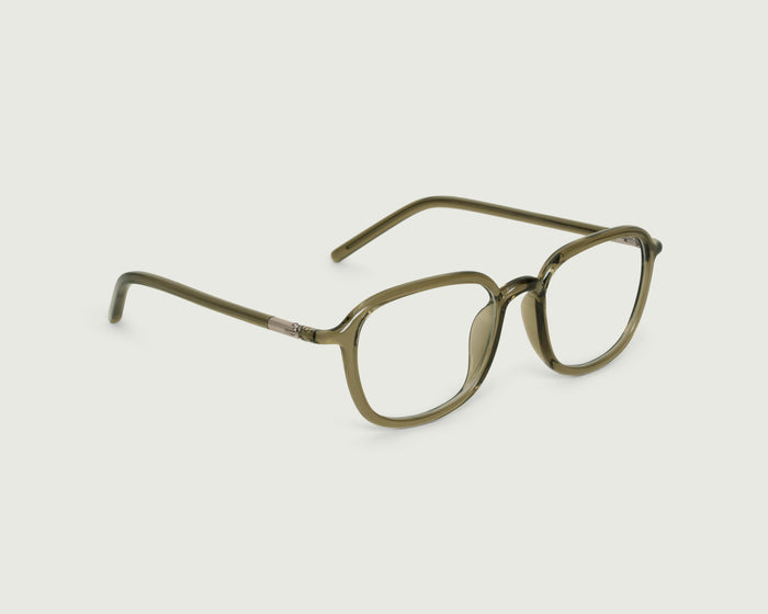 Basil::Daria Eyeglasses square green castor seed front diagonal