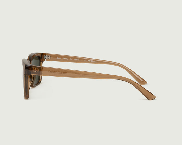 Saddle::Dean Sunglasses rectangle green recycled polyester side