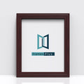 Mahogany picture and poster frame showcasing the Frames Plus logo against a clean background.