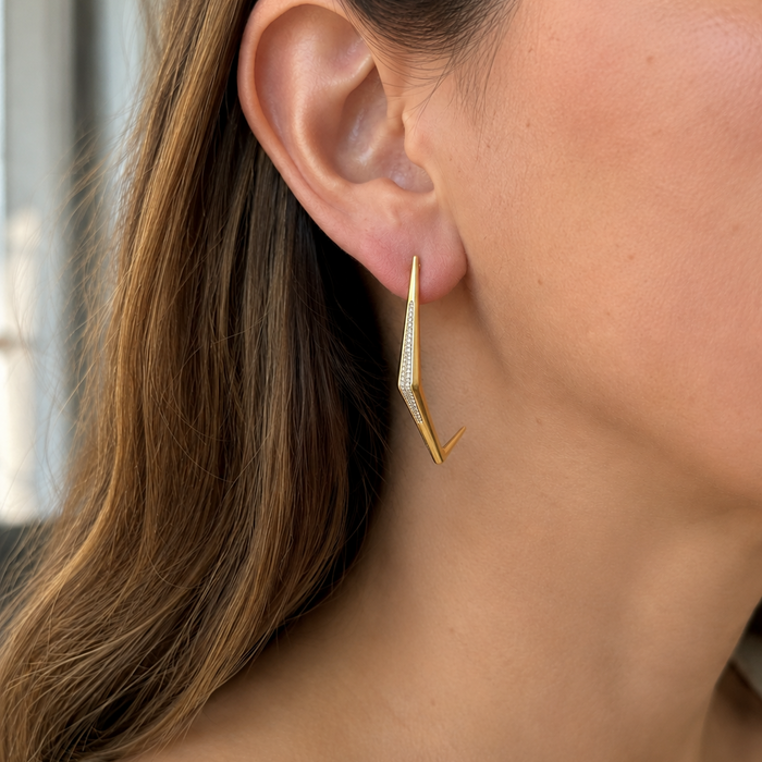 Diamond Angular Gold Plated Earrings
