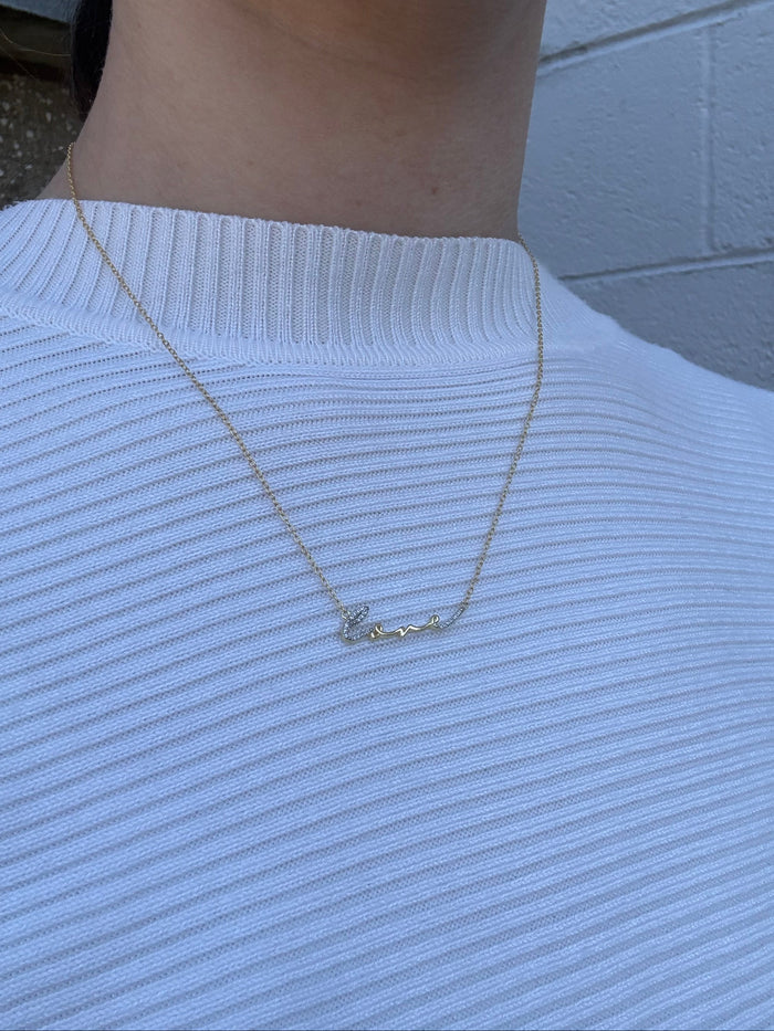 Diamond Love Script Station Necklace