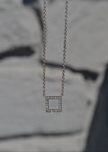 Diamond Open Square Station Necklace