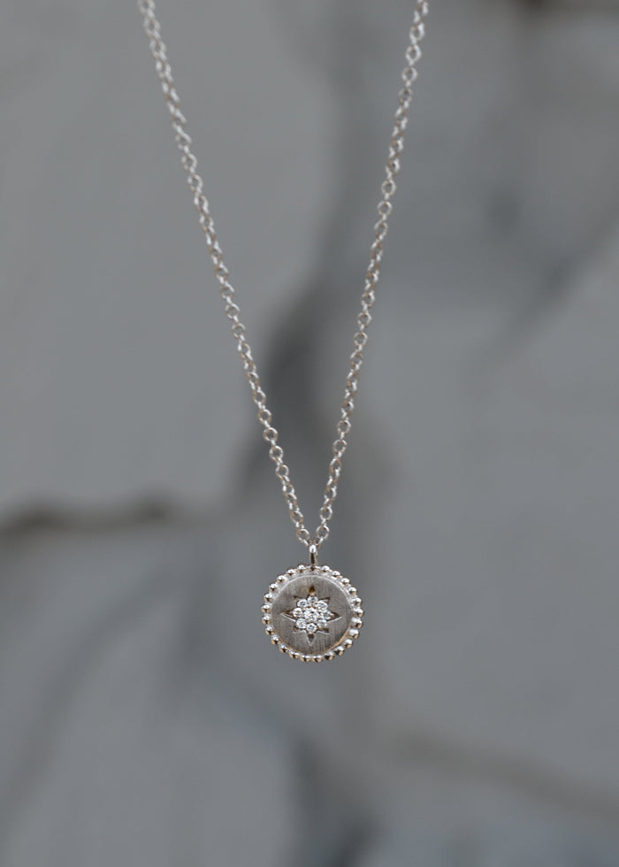 Diamond Round Disc Pendant Necklace