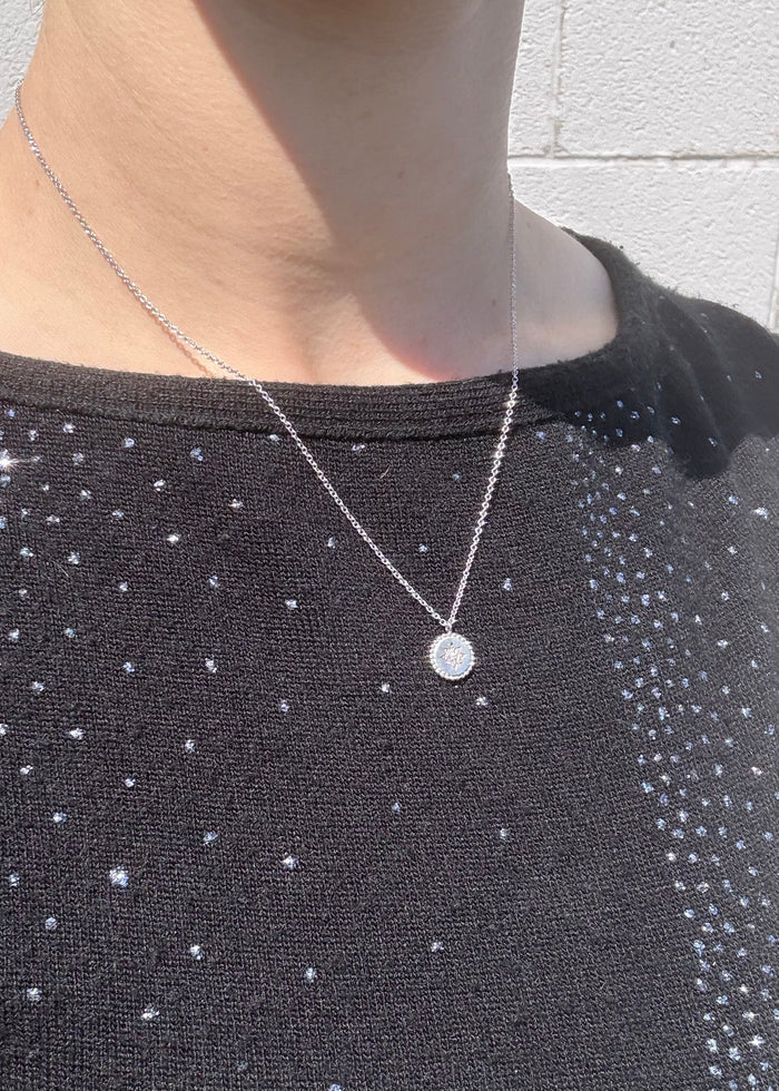 Diamond Round Disc Pendant Necklace
