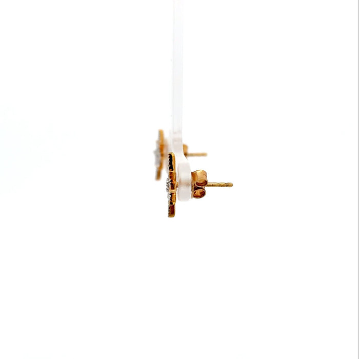 Diamond Starburst Yellow Gold Plated Stud Earrings
