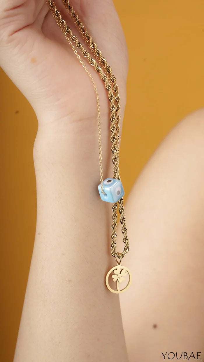 Dice Anti Tarnish, Stainless Steel Necklace