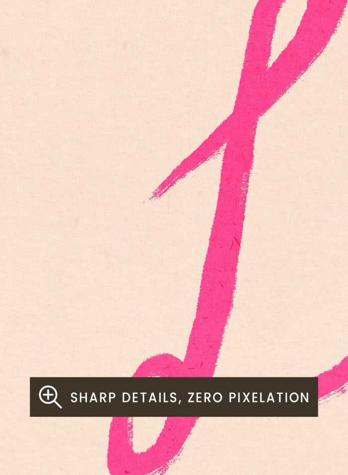 Pink text 'Love is Kind' with a heart on a light pink background. Love Is Kind by Dirkie Nell is a pink typography art print with handwritten lettering and heart detail. A joyful modern love wall poster.