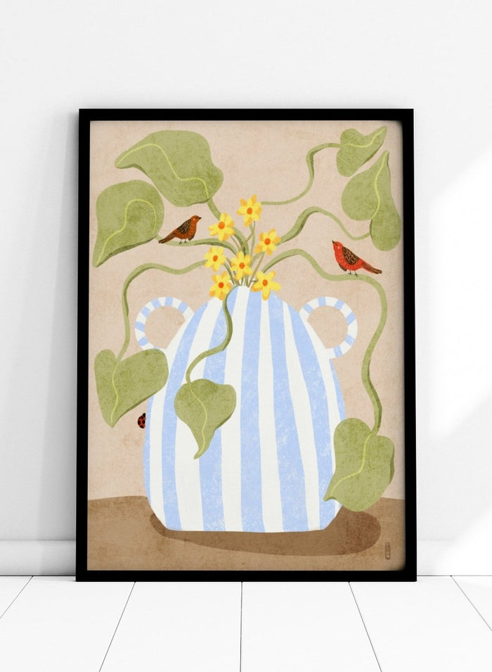 Dirkie Nell - Spring Flowers and Birds Art Print