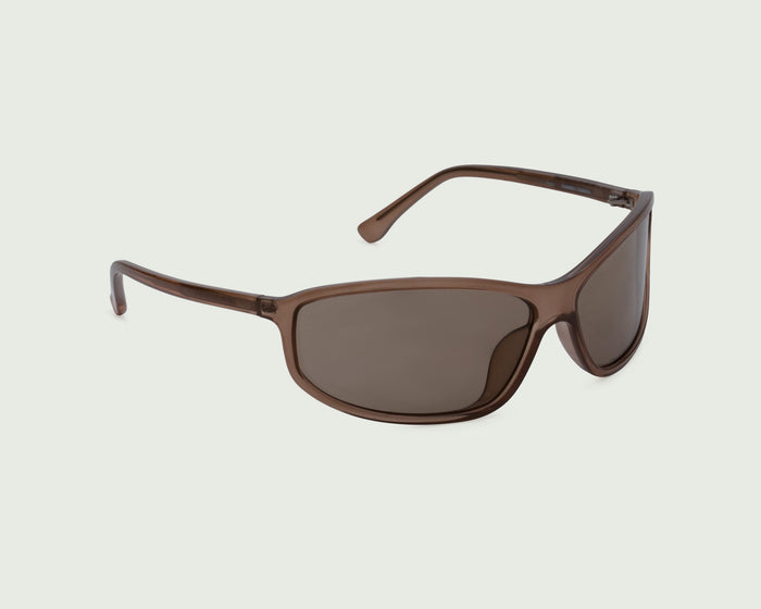 Molasses::Div Sunglasses Rectangle Brown recycled polyester front diagonal