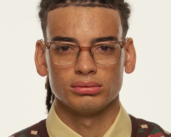lifestyle-Almond::men Drew Eyeglasses Square Brown plant-based plastic