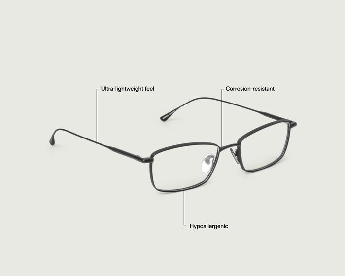 Charcoal::Eddie Eyeglasses rectangle black titanium front diagonal