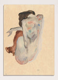 Egon Schiele Crouching Nude in Shoes and Black Stockings Art Print ES03_Sugar & Canvas_Egon Schiele