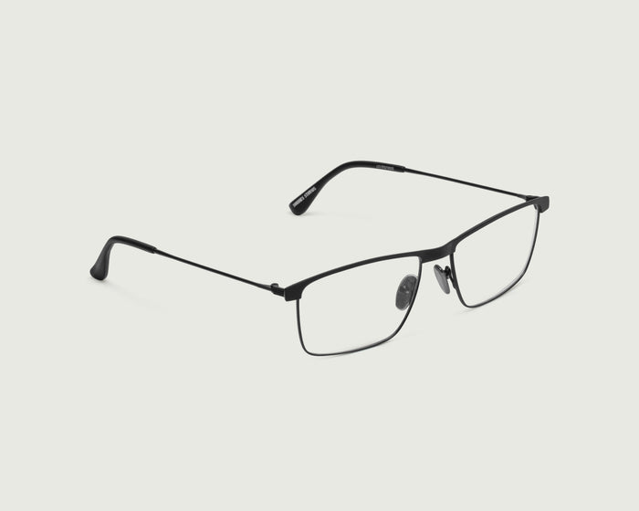 Charcoal::Elliot Eyeglasses Rectangle Black metal front diagonal