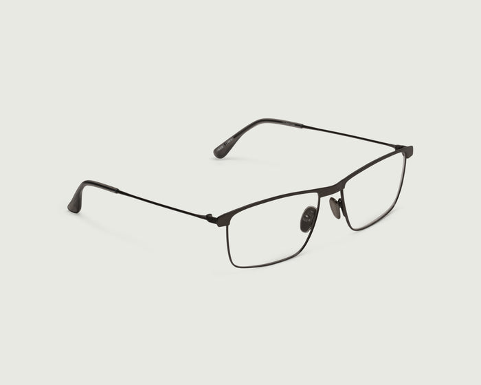 Gunmetal::Elliot Eyeglasses Rectangle Gray metal front diagonal