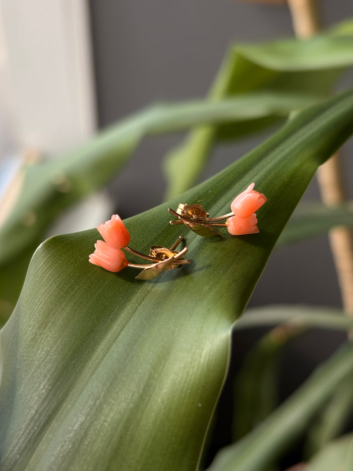 Estate 14k Yellow Gold Tulip Stud Earrings