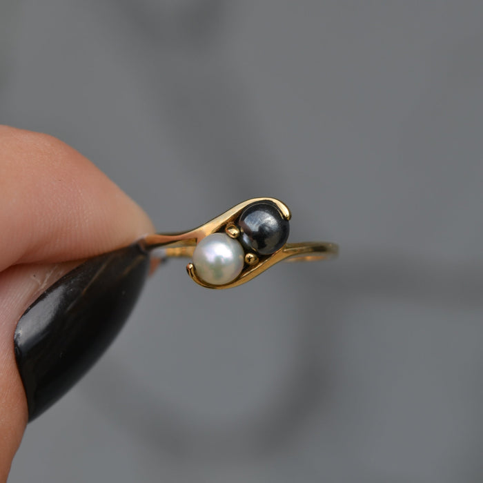 Estate Two-Pearl Swirl Ring