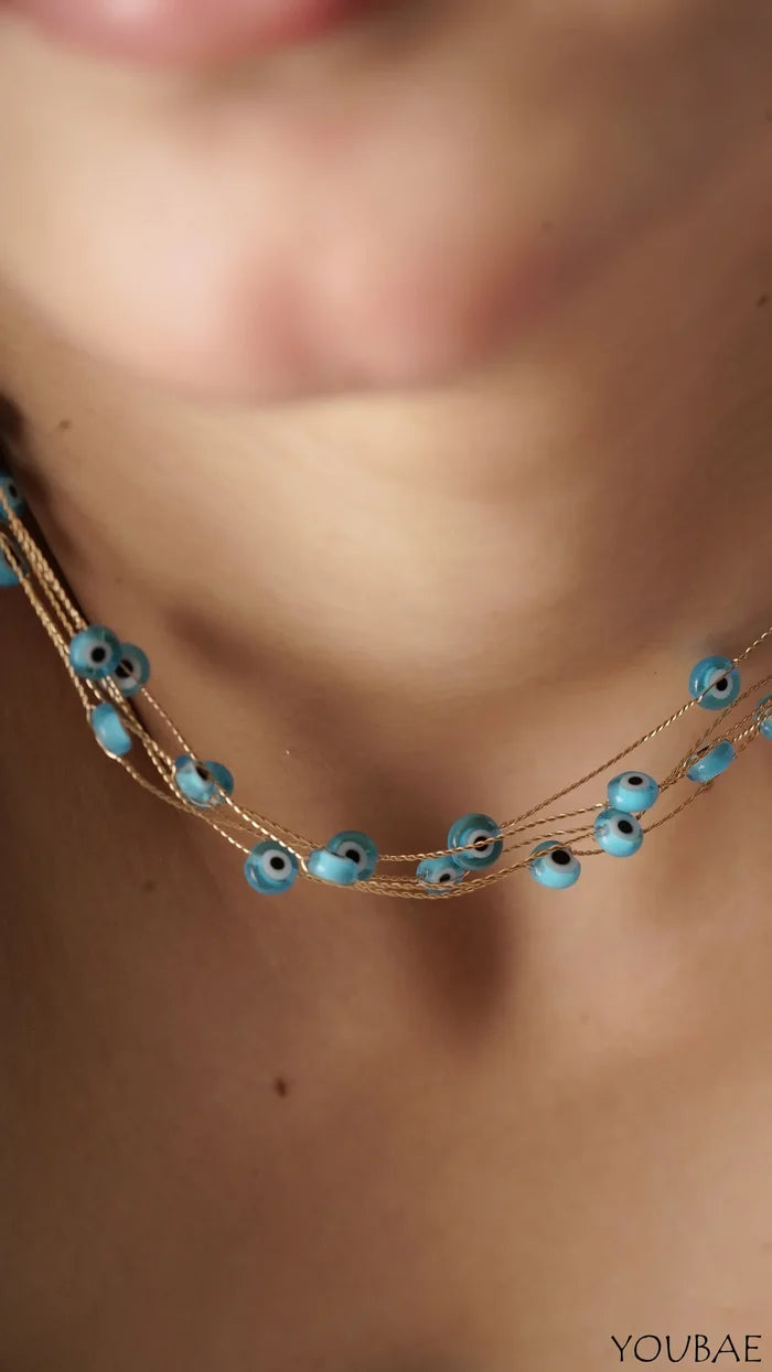 Evil Eye Choker - Anti Tarnish, Stainless Steel Neckpiece