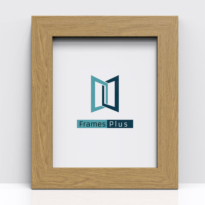 Excel Range oak picture and poster frame showcasing Frames Plus logo.