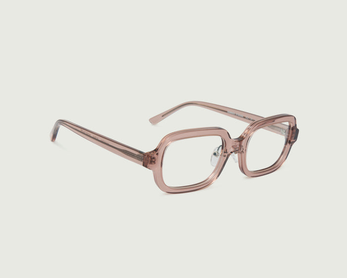 Rose Taupe::Ezra Eyeglasses square pink bioacetate front diagonal (6781232447542)