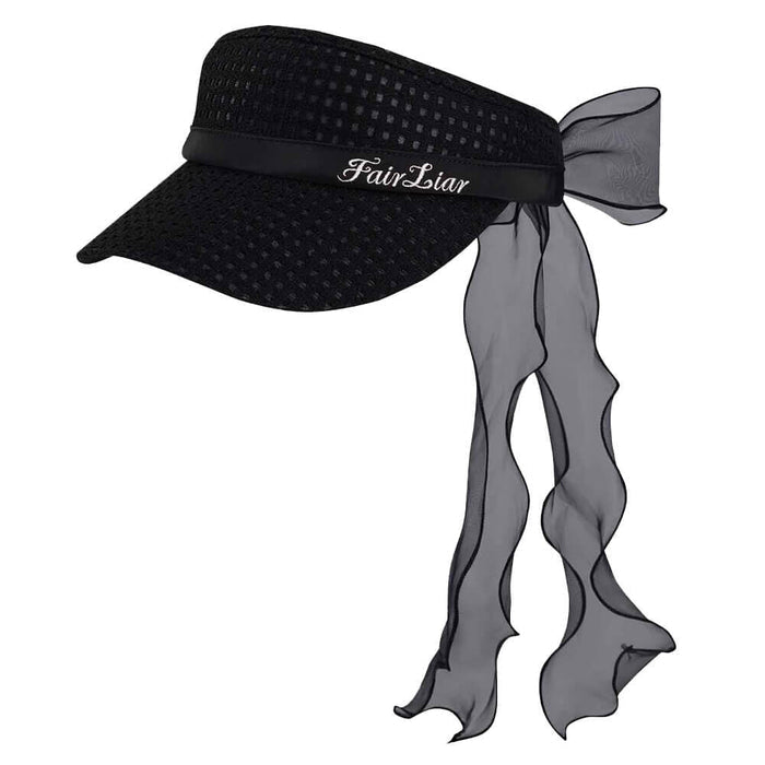 Fairliar Organza Ribbon Mesh Golf Visor Black - SS26 Women