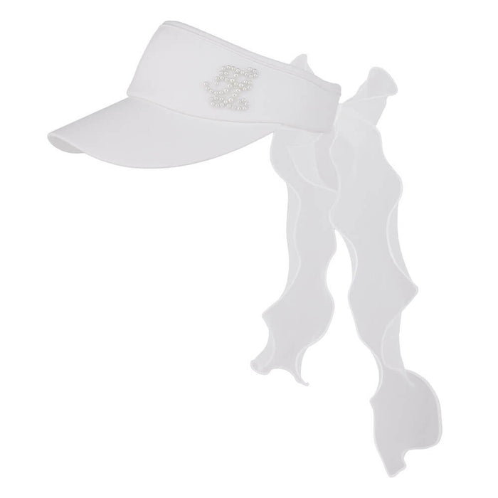 Fairliar Organza Ribbon Pearl Golf Visor White - SS26 Women