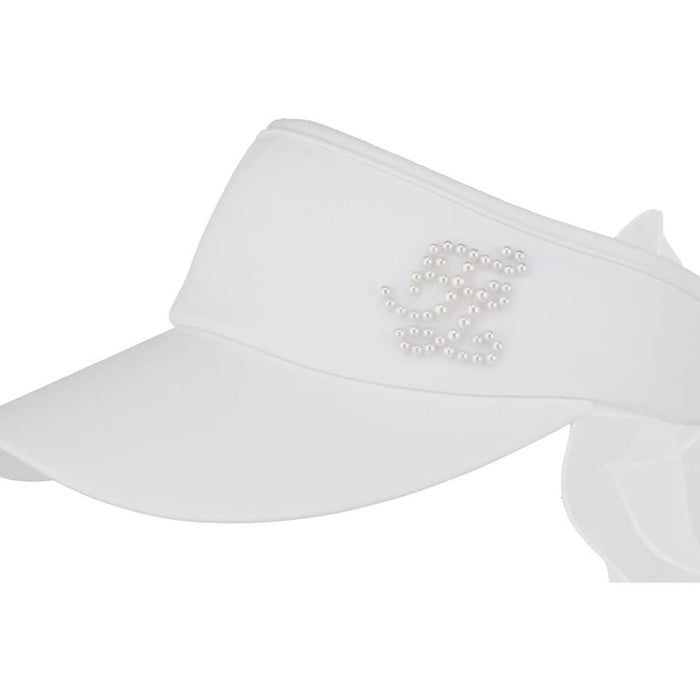 Fairliar Organza Ribbon Pearl Golf Visor White - SS26 Women