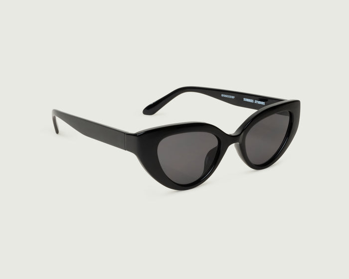 Ink::Fern Sunglasses cateye black recycled polyester front diagonal
