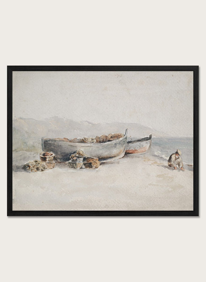 "Fishing Boats on the Shore" Art Print_Sugar & Canvas_Hercules Brabazon Brabazon