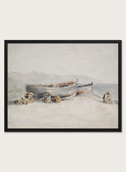 "Fishing Boats on the Shore" Art Print_Sugar & Canvas_Hercules Brabazon Brabazon