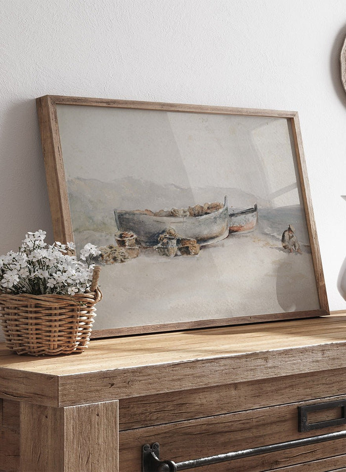 "Fishing Boats on the Shore" Art Print_Sugar & Canvas_Hercules Brabazon Brabazon