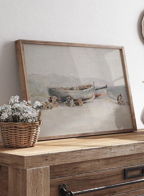 "Fishing Boats on the Shore" Art Print_Sugar & Canvas_Hercules Brabazon Brabazon
