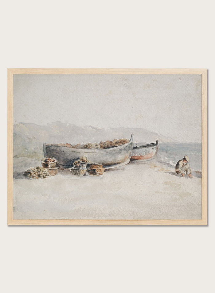 "Fishing Boats on the Shore" Art Print_Sugar & Canvas_Hercules Brabazon Brabazon