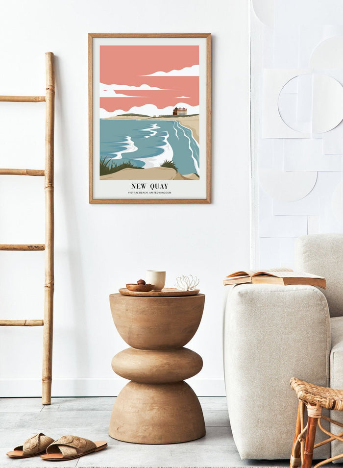 Fistral Beach New Quay Art Print_Sugar & Canvas