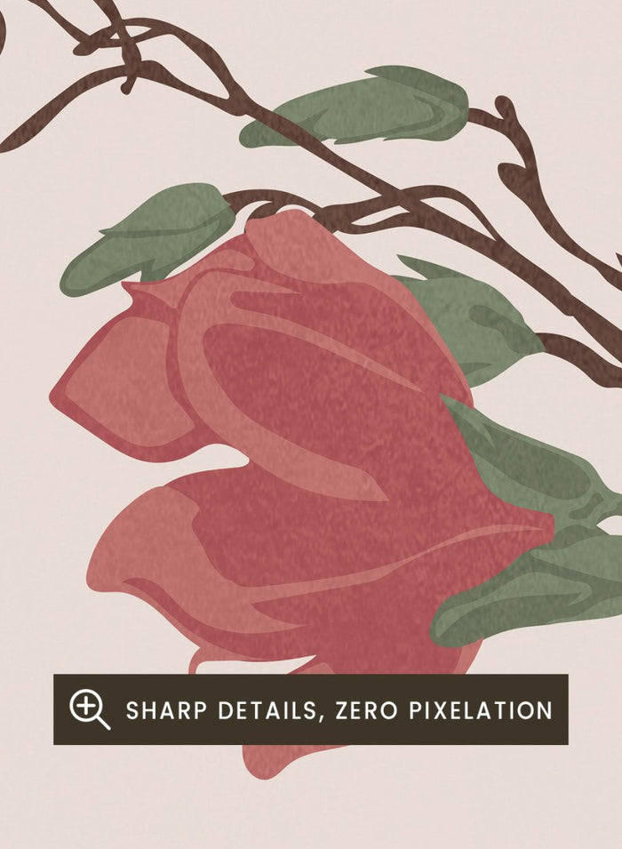 Vase with red flowers on a beige background. Vase by Flow Line is a modern still life art print featuring soft pink flowers in a ceramic vase. A warm, minimal wall poster from the It’s All Love collection.