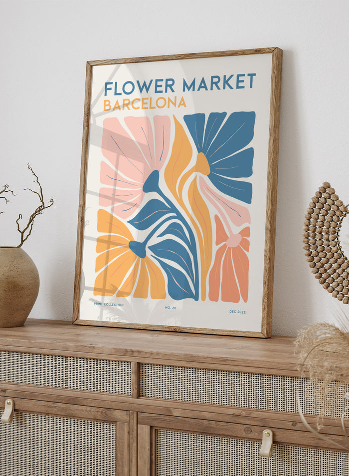 Flower Market Barcelona Abstract Art Print #FM109