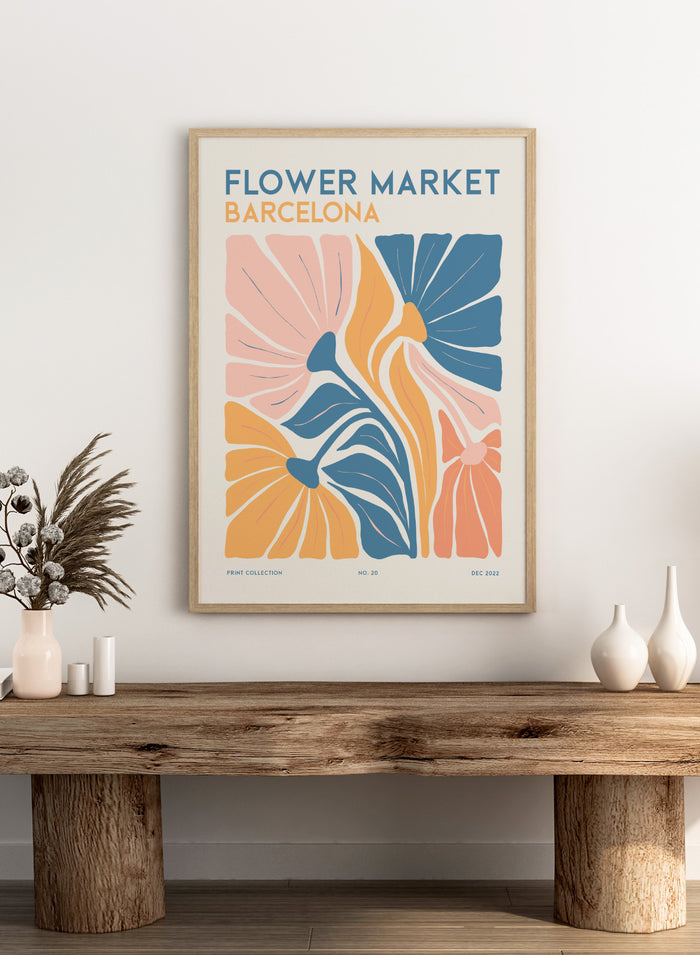 Flower Market Barcelona Abstract Art Print #FM109