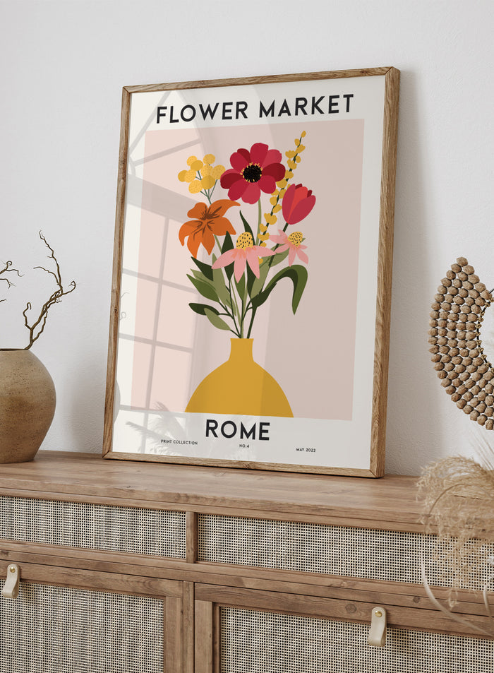 Flower Market Rome Art Print