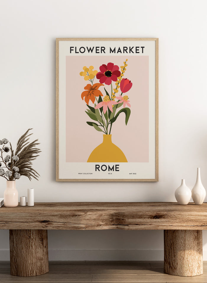 Flower Market Rome Art Print